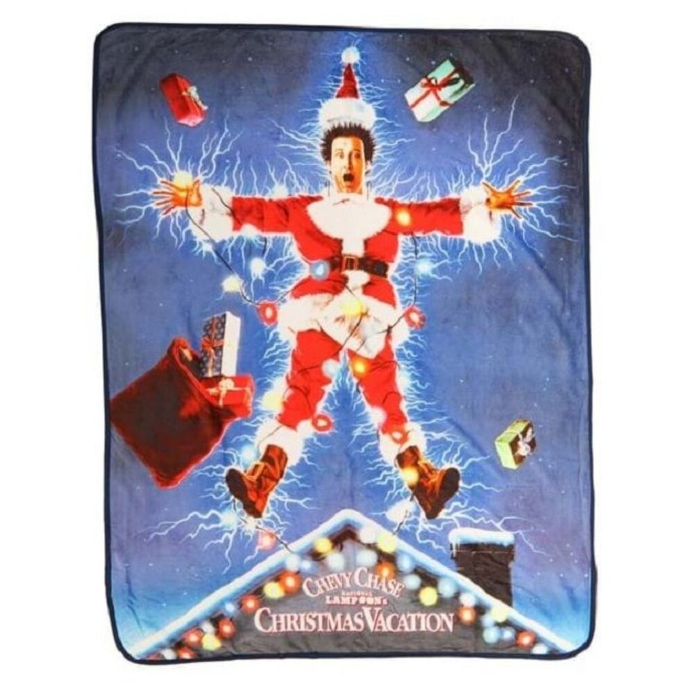 New Christmas Vacation Fleece Throw Blanket Plush Clark Griswold Movie Lights - Picture 1 of 3